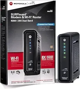 Arris Surfboard sbg6580 Docsis 3.0 Cable Modem/ Wi-Fi n300 2.4ghz + n300 5ghz Dual Band Router - Retail Packaging Black (570763-006-00)
