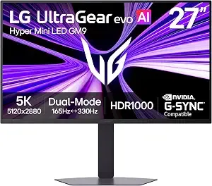 Lg 27gm950b-B 27-Inch Ultragear Evo Mini-Led Ips 5k 165hz Gaming Monitor