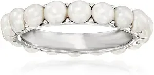 Ross-Simons 3.5mm Cultured Pearl Eternity Band In Sterling Silver. Size 8