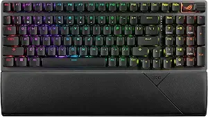 Asus Rog Strix Scope Ii 96 Wireless Mechanical Gaming Keyboard – 96% Full-Size, Tri-Mode Connectivity, Hot Swappable Pre-Lubed Rog Nx Snow Linear Switches, Pbt Keycaps, Rgb, Pc/Mac Support-Black