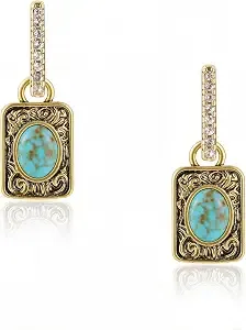 Wrangler Couture Turquoise Jewelry For Women, Square Turquoise Earrings