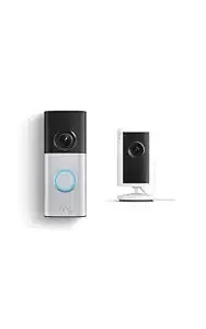 Ring Wired Doorbell Plus (Newest Model), Nickel Silver With Indoor Cam Plus (Newest Model), White