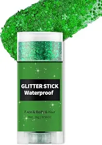 Green Face Body Hair Glitter Stick For Kids, Halloween Witch Makeup