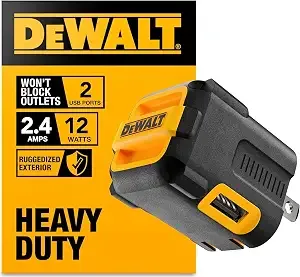 Dewalt Heavy Duty Neverblock Usb Charger, Angled Dual Port 12w Wall Charger