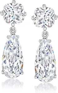 Ross-Simons Sterling Silver-Plated Drop Earrings With 8.20 Ct. T.W. Czs