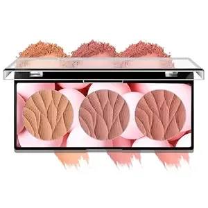 3-Color Leaf Blush Palette, Buildable Waterproof Powder Blush (02 Set)