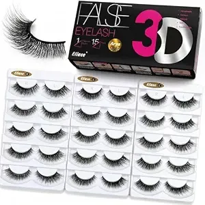 Eliace False Eyelashes Natural Look Cat Eye Lashes Wispy Strips,15 Pairs 3d Mink Lashes Fake Eyelashes Volume Fluffy Thin Soft Band Comfortable Long Thick Dramatic Cross Eyelash Reusable, Arya Style