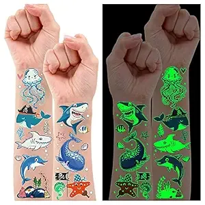 Partywind Luminous Shark Temporary Tattoos For Kids