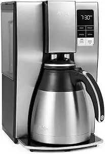 Mr. Coffee 10-Cup Programmable Coffee Maker, Insulated Thermal Carafe, Brew Strength Selection, Brew Now Or Later, Stainless Steel