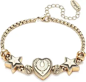 Wrangler Heart Bracelets For Women, Sliding Charm Bracelet, Fixed Charms