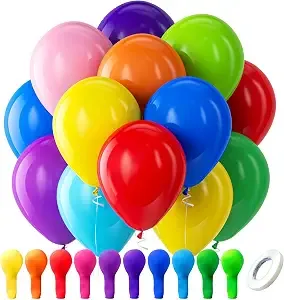 Bezente Assorted Latex Rainbow Balloons 100 Pack 12 Inch