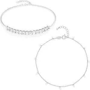 Amazon Essentials Sterling Silver And Gold Plated Anklet Sets