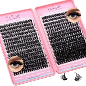 Fadlash Lash Clusters 80d+100d Natural D Curl Cluster Eyelash Extensions 10-18mm Individual Fluffy Wispy Eyelash Clusters Diy Lash Extension With Soft Thin Band For Beginners(80d+100d,10-18mm)