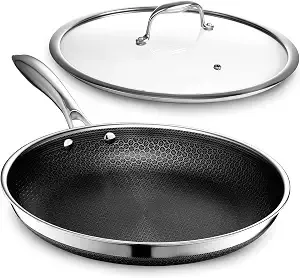 Hexclad 12" Hybrid Nonstick Frying Pan With Lid, Dishwasher & Oven Safe