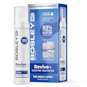 Bosleymd Men’S Revive + Densifying Treatment Foam – Drug-Free Hair Thinning Treatment With Yuvabio® y100™, Biotin & Pumpkin Seed Oil – 60-Day Supply, 2.11 Oz