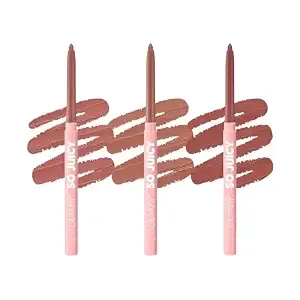 Colourpop So Juicy Plumping Lip Liner Set - Long Lasting Lip Pencil Kit With Peptides, Ceramides + Peppermint - Neutral Mauve, Pink + Nude Shades (3 Count)