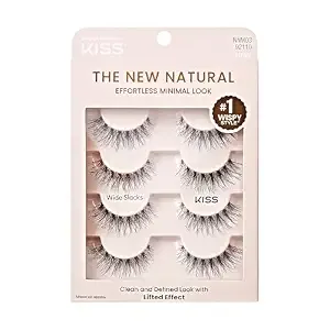 Kiss The New Natural, False Eyelashes, 'Wide Slacks', 12mm, Includes 4 Pairs Of Lashes, Easy To Apply, Reusable Lash Clusters