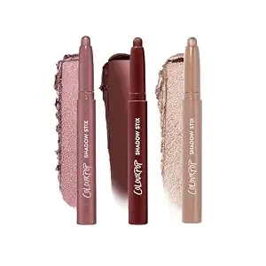 Colourpop Rose Goals Shadow Stix Makeup Kit - Matte + Shimmer Eyeshadow Make Up Set - Vegan & Cruelty-Free Cream Eyeshadow Sticks With High-Pigment & Metallic Finishes (3 Count)