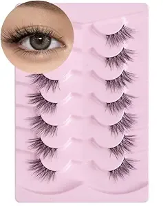 Onlyall Half Eyelashes Corner Lashes Natural Lashes Half Lashes Wispy End Lashes Corner Eyelashes 3/4 Lashes Clear Band Lashes 7 Pairs c18, Black