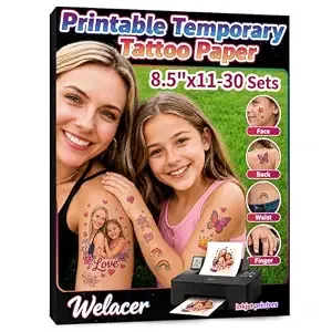 30 Sheets Printable Temporary Tattoo Paper For Inkjet, Vibrant Colors