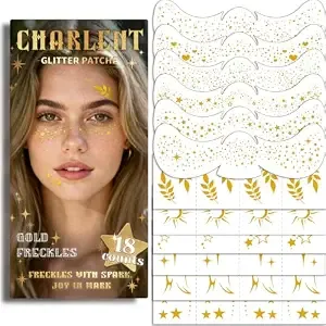 Charlent Glitter Gold Freckles Face Tattoos - 36pcs