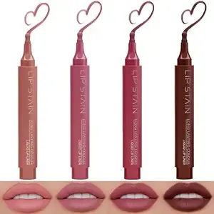 4 Pack Matte Lip Liner Pen Set,Waterproof Pigmented Long Lasting Lip Tint