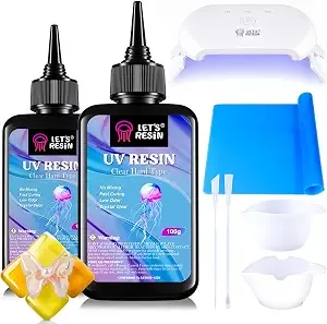 Let'S Resin Uv Resin With Light, Upgraded 200g Starter Kit For Jewelry