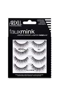 Ardell Faux Mink Lashes 817 – Lightweight, Knot-Free Invisiband Eyelashes For Natural Glam, 4 Pairs, 1 Pack