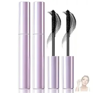 2pcs Mascara For Older Women, Waterproof Volumizing & Lengthening Tubing Mascara For Thinning Lashes, Smudge-Proof Long Lasting Curl Mascara For Sensitive Eyes, Easy Warm Water Removal(Black+Black)