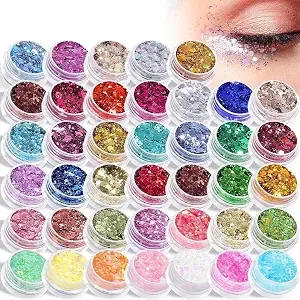 Aroic 40 Colors Body Glitter, Holographic Eyeshadow Sparkles Face Glitter