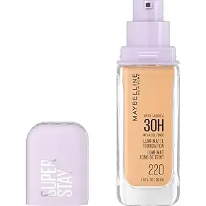 Maybelline Super Stay Lumi-Matte Foundation, Lightweight And Buildable Full Coverage Foundation Makeup For Up To 30hr Wear, 220, 1 Count