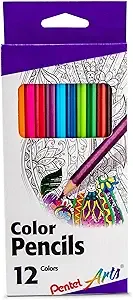 Pentel Arts Colored Pencils, Assorted Colors, Set Of 12 (cb8-12)