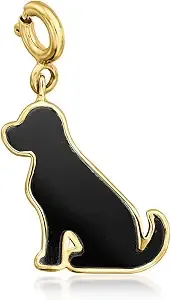 Ross-Simons Onyx Dog Charm In 18kt Gold Over Sterling