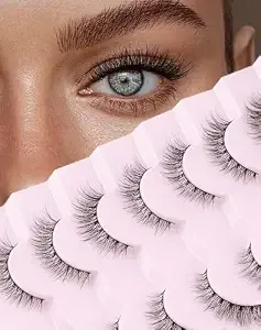 Onlyall Natural Lashes Wispy Lashes Natural Look False Eyelashes Soft Fluffy Fake Eyelashes 7 Pairs d1 Natural (6-13mm)