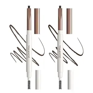 Maange 2pcs Eyebrow Pencil, 3d Retractable Definer Dual-Sided Brow Brush, Long-Lasting Smudge-Proof Eye Brow Pen Makeup, Fine Tip, Fills In Sparse Areas And Gaps, Brown&Chocolate-b202+b203