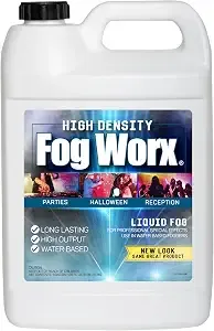 Fogworx Extreme High Density Fog Juice Gallon - Long Lasting, High Output, Odorless Water Based Fog Machine Fluid - For 400 Watt To 1500 Watt Machines