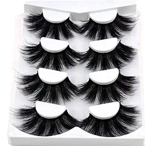 New 4 Pairs 3d Mink Hair False Eyelashes Criss-Cross Wispy Cross Fluffy Length 25mm Lashes Extension Handmade Eye Makeup Tools (Mdr-5)
