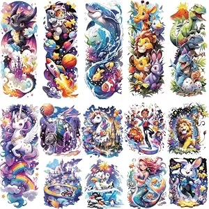 Verkstad Full Arm Kids Temporary Tattoos, Sleeve Animal Tattoo