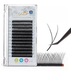 Yelix Classic Yy Lash Extensions B/C/Cc/D Curl 8-15mm Mixed Length, Fluffy Natural Look & High Efficiency For Professional Lash Artists Salon (B, 0.07 Thickness 8-15mm)