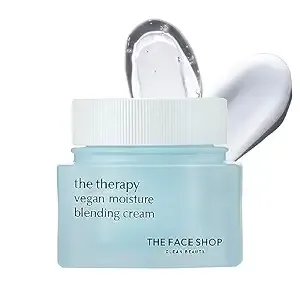 The Face Shop The Therapy Vegan Moisture Blending Cream - Vegan Moisturizer - Cooling - Hydrating - Skin-Friendly - 2-In-1 Gel & Cream - K-Beauty