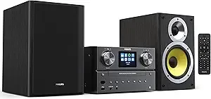 Philips Bluetooth & Wifi Stereo System For Home With Cd Player, Spotify, Internet Radio, Fm Radio, mp3 Playback, Crisp Highs And Rich Bass 100w, Remote Control Included