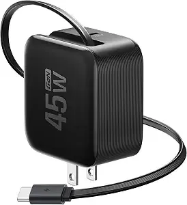 Ef Ecoflow 45w Retractable Charger, 3-In-1 Phone Charger With Type C Cable, 2-Port Fast Charger