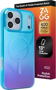Zagg Milan Snap Case For Iphone 17 Pro Max - Deep Aurora, Graphene Strengthened Phone Case With Drop Protection (13ft/4m), Textured Edges & Sparkle Design, Magsafe Charging Compatible