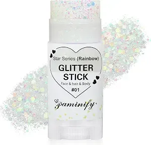 Rainbow White Hair Glitter Stick For Kids,Halloween Mermaid Costume Body Face Glitter, Singer Concert Cosplay Glitter Makeup,Waterproof Sequins Rave Outfit For Women,Mardi Gras Accessories