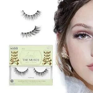 Kiss Lash Couture The Muses False Eyelashes, Noblesse, 12mm Handmade Wispy Faux Silk Lash Strips For Soft, Layered Look, Lightweight Corset Woven Design, Reusable, Water Resistant, Ultra-Thin Band