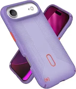 Speck Presidio Lux Grip For Iphone 17 Air Case, Clicklock Interlock, Slim Protective Case, Purple Fade/Magic Purple/New Poppy