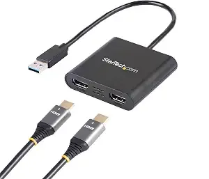 Startech Usb-A 3.0 To Dual Hdmi Adapter, 4k 30hz + 1080p 60hz, Windows Only