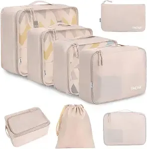 Bagail 8 Set Packing Cubes Luggage Packing Organizers For Travel Accessories-Cream