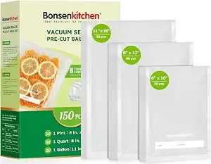 Bonsenkitchen Vacuum Sealer Bags, 150 Count, Bpa Free, Food Storage