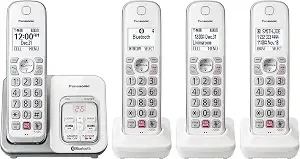 Panasonic Cordless Phone With Answering Machine, 4 Handsets Landline Phone